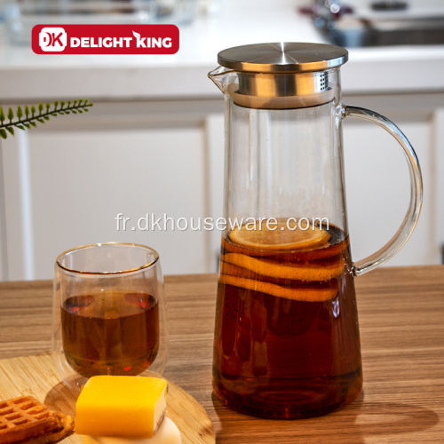 Carafe à boisson en verre transparent résistant à la chaleur et au froid